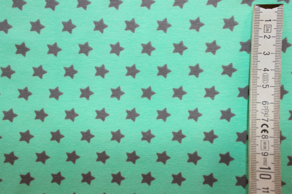 Jersey Sterne mint/grau (10 cm)